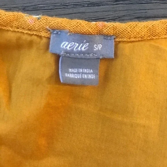 Aerie Golden Yellow Floral Embroidered Tie Strap Romper - Small - Picture 5 of 7